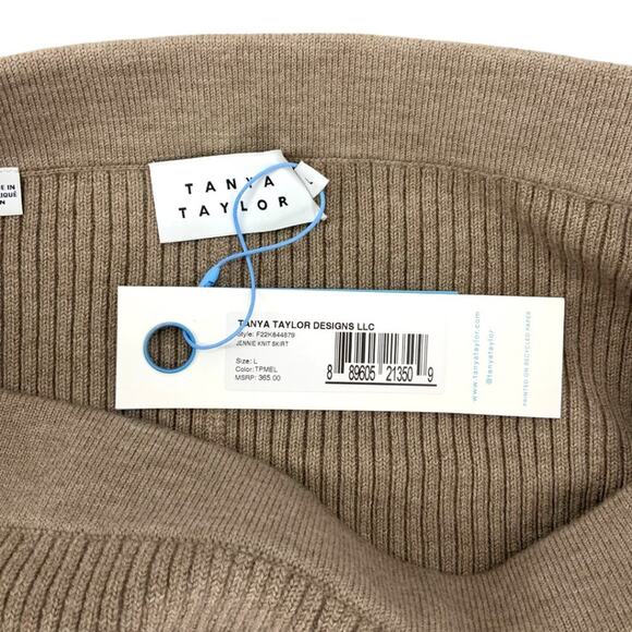 Tanya Taylor Jennie Merino Wool Blend Knit Skirt Camel Size Large NWT $365 MSRP - Picture 8 of 8